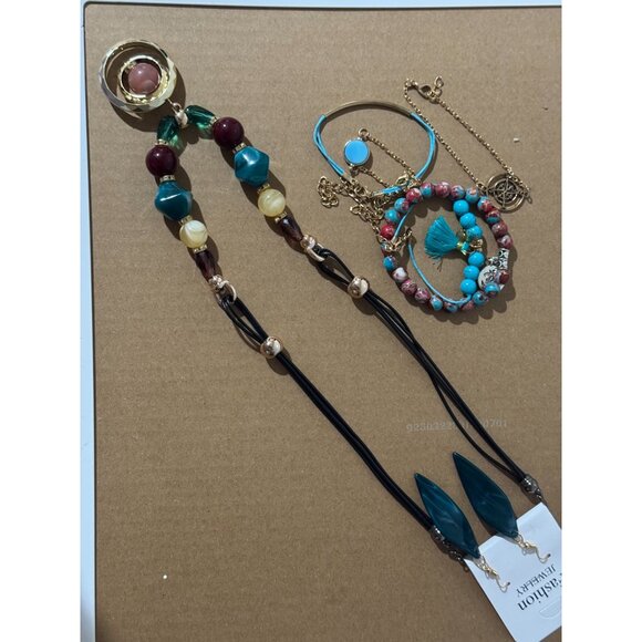 Beonon Boho Chic  Jewelry Set – Colorful Beads, Bracelets & Statement Earrings - Picture 1 of 3